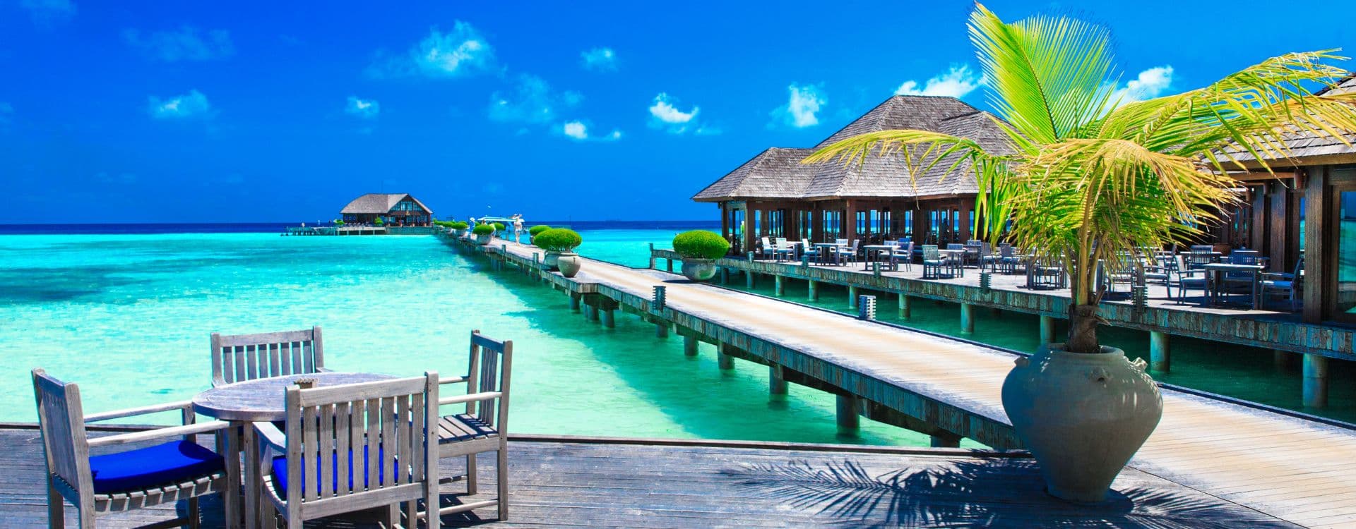 crystal clear water and resort at maldives