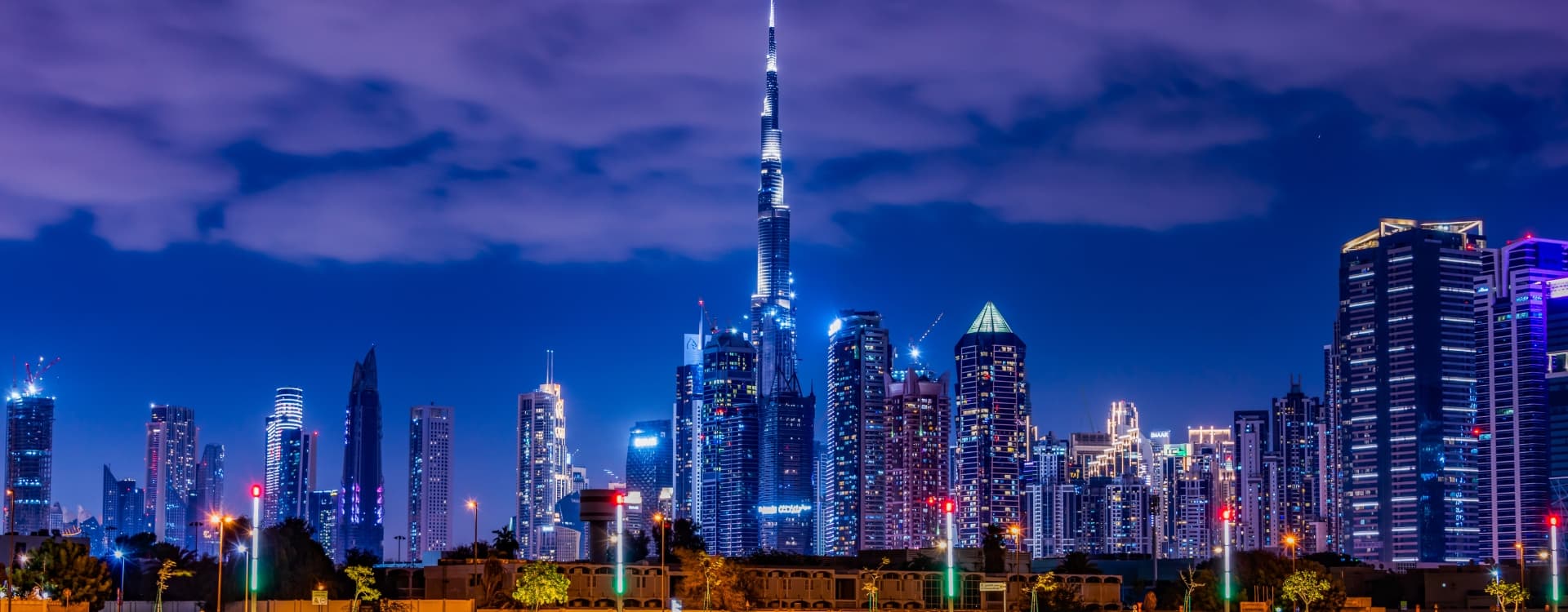 Night View Of Burj Khalifa City Scape