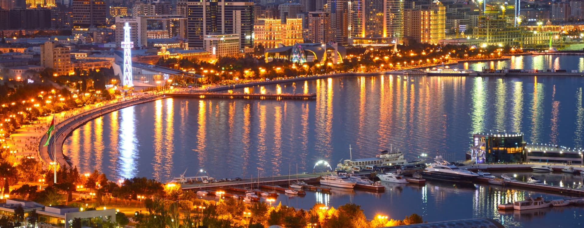 Night View Of Baku Azerbaijan