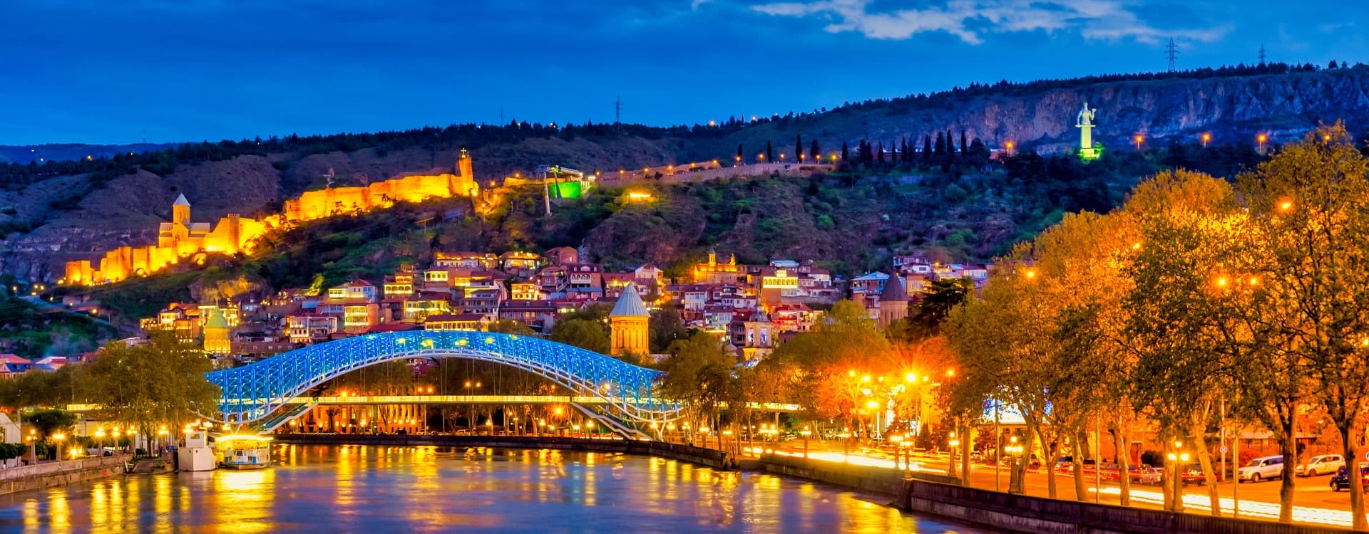 Night View Of Old City Tbilisi Georgia