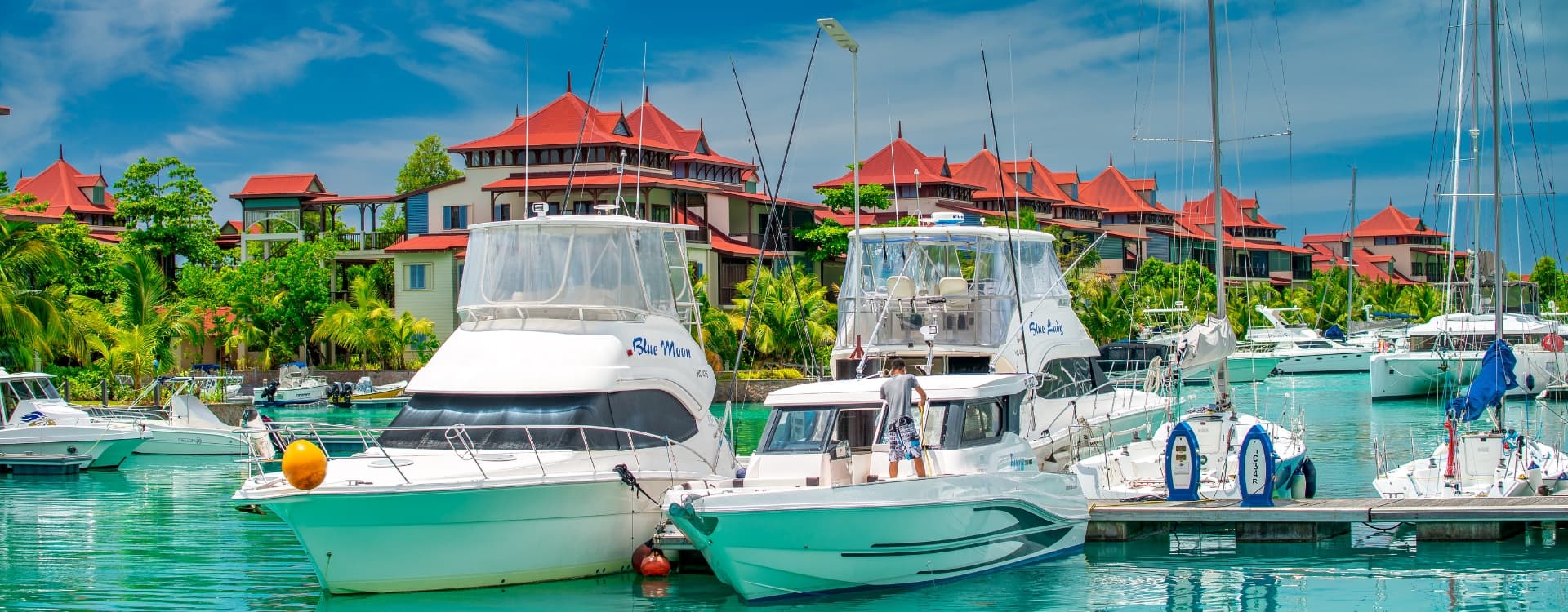 Motorboats and Boats Anch, Seychelles