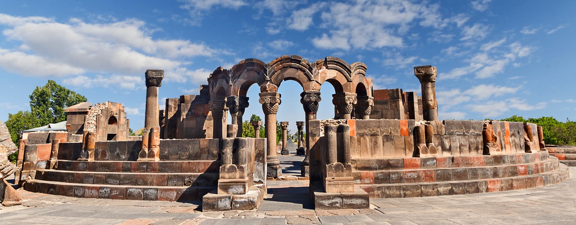 Ruins Of Temple Of Zvartnots In 7th Centure Armenian Cathedral