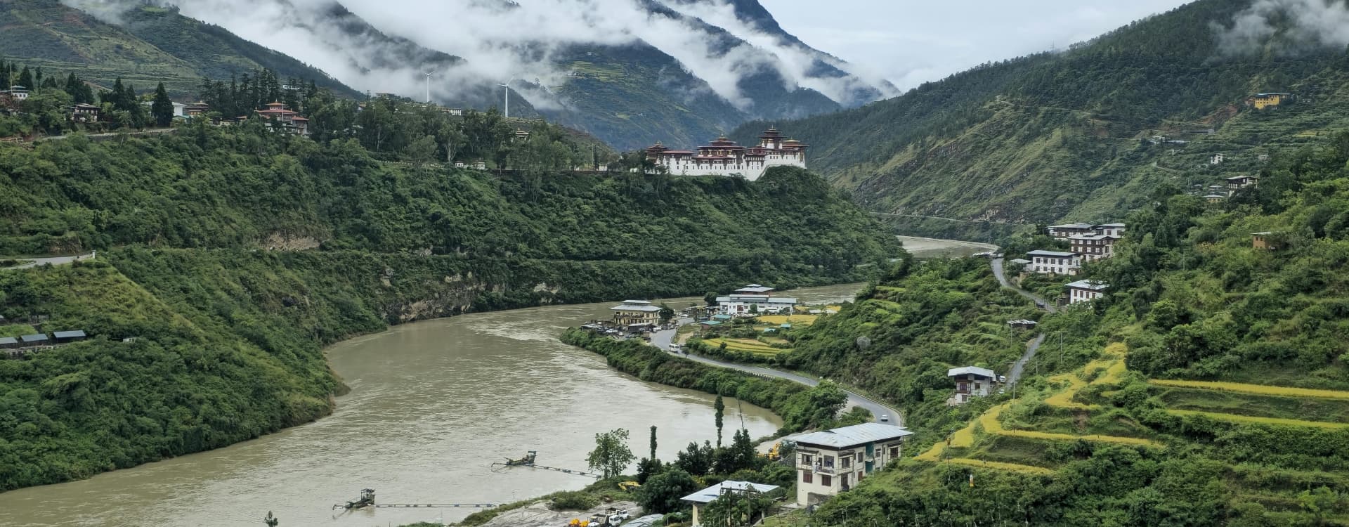 Lush River Valley In Wangdue Phodrang Bhutan