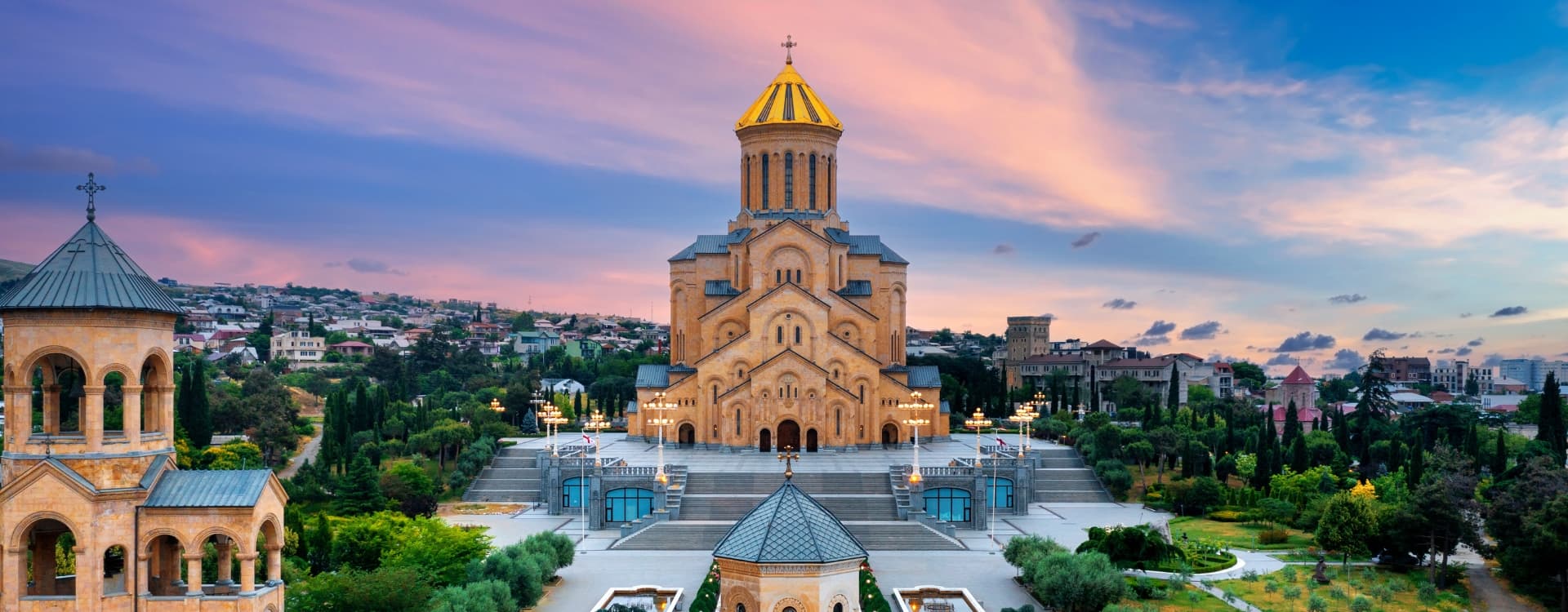 Areal View Of Holy Trinity Cathedral Tbilisi Georgia