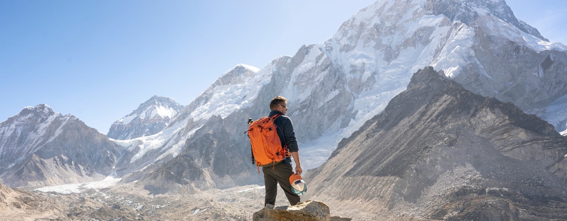 Hiker overlooking Everest Base Camp